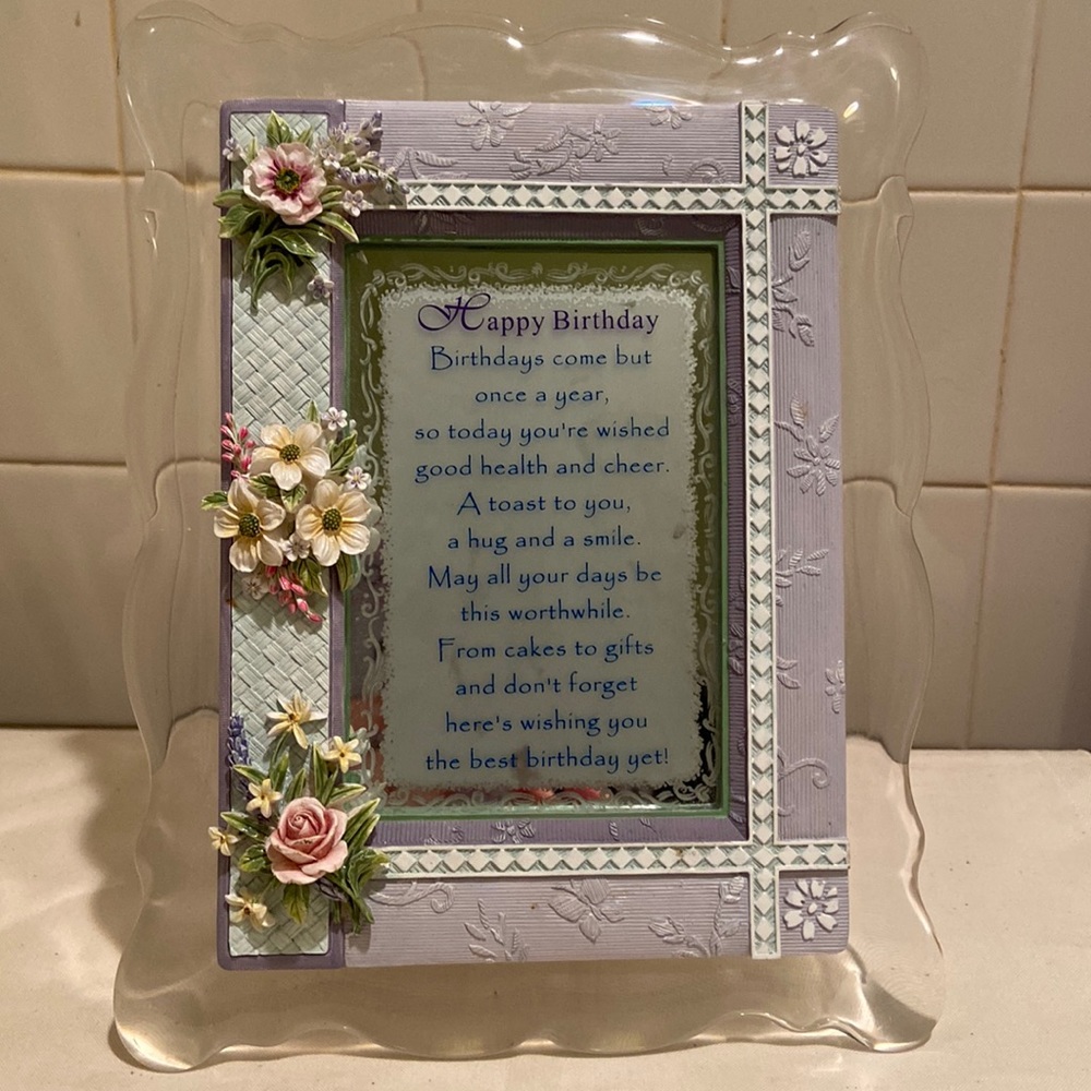 🌺Vintage sentiments just for you happy birthday Beautiful ceramic floral detail